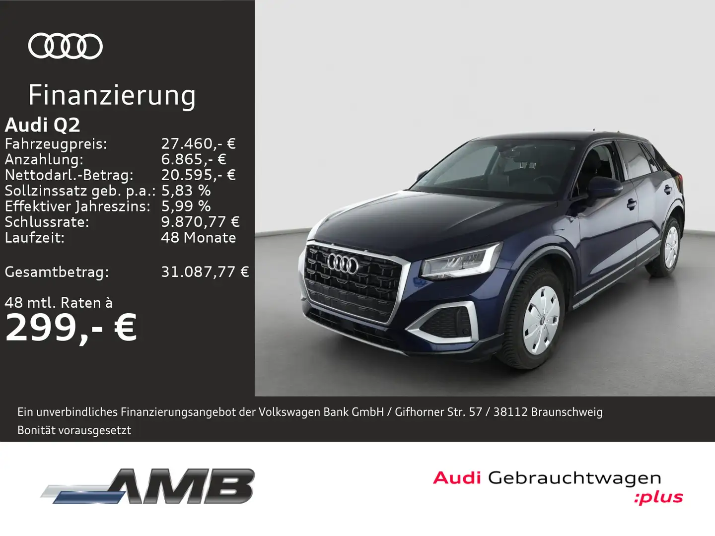 Audi Q2 Advanced 35 TFSI LED/Nav/el.Heckkl/04.30Garan Blau - 1