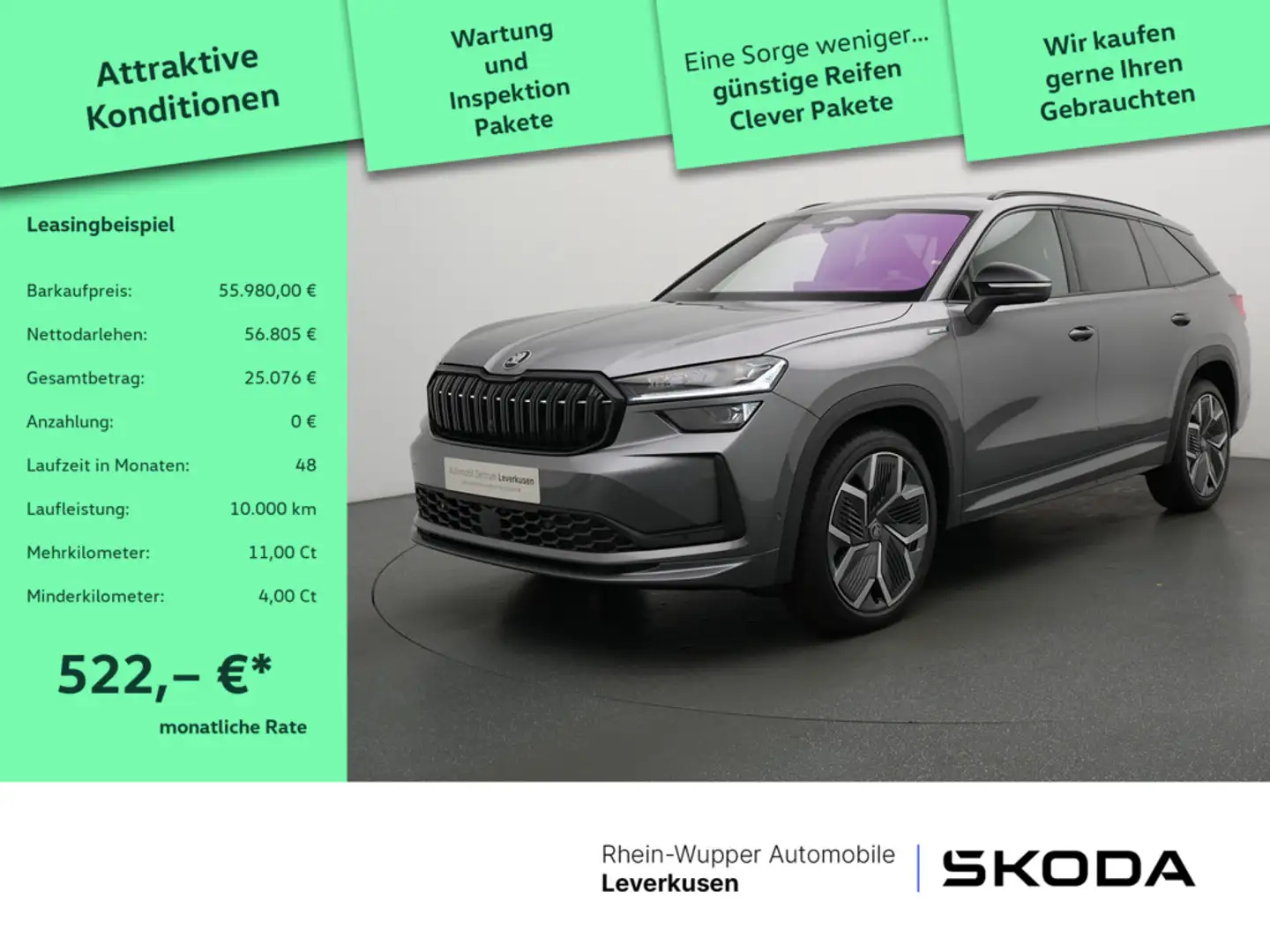 Skoda Kodiaq TDI 4x4 Sportline PANO LED HUD AHK KAM Grau - 1