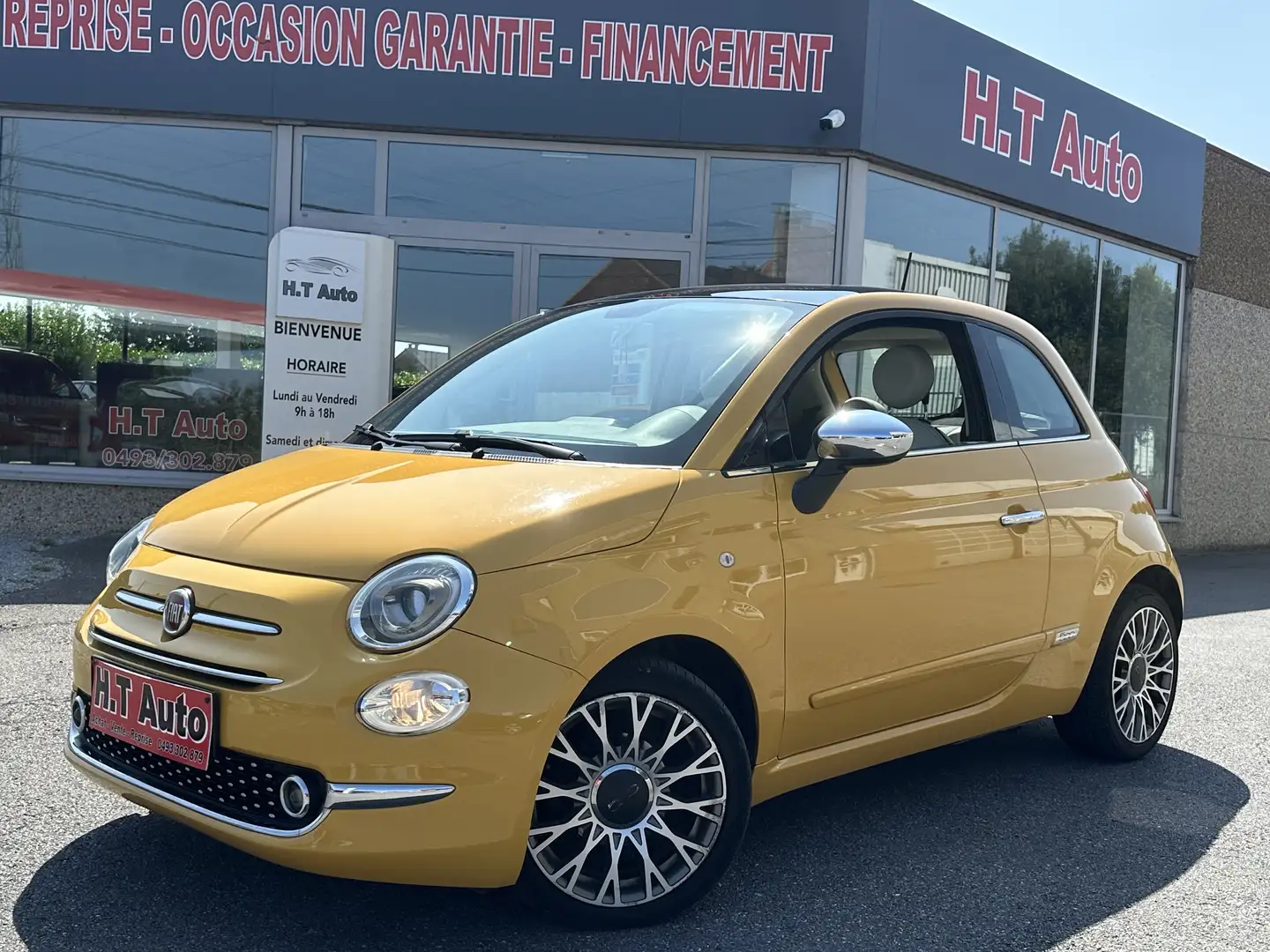 Fiat 500 1.2i/Etat neuf/Toit pano/Airco/Euro6b Żółty - 1