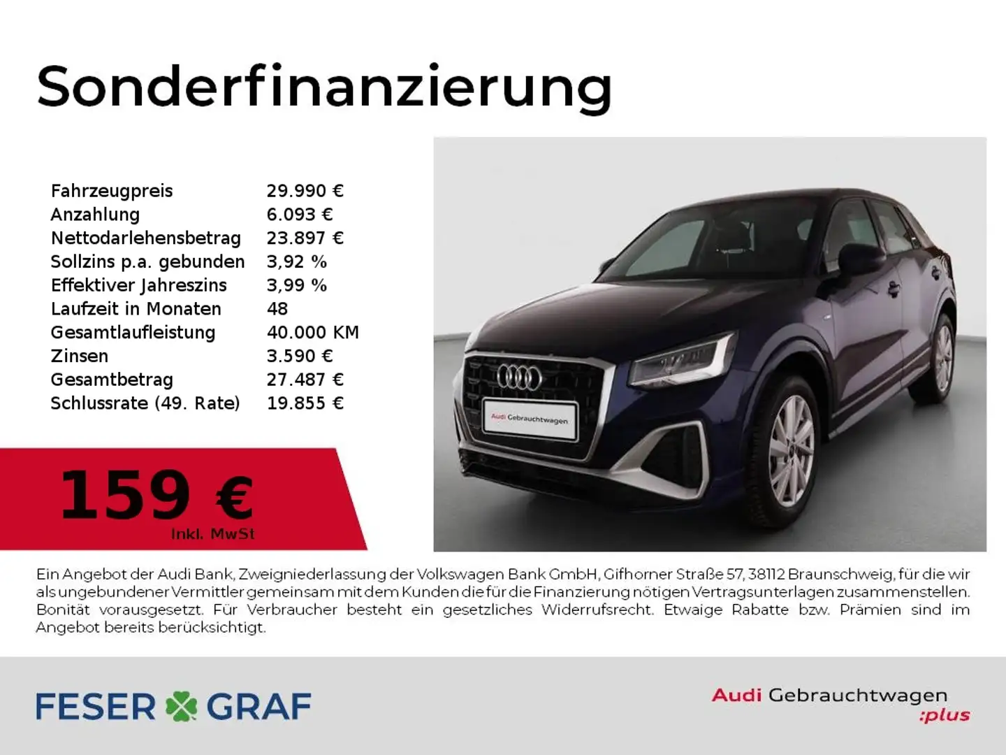 Audi Q2 S line 35TFSI Navi+/SHZ/Kamera/CarPlay/GRA Blau - 1