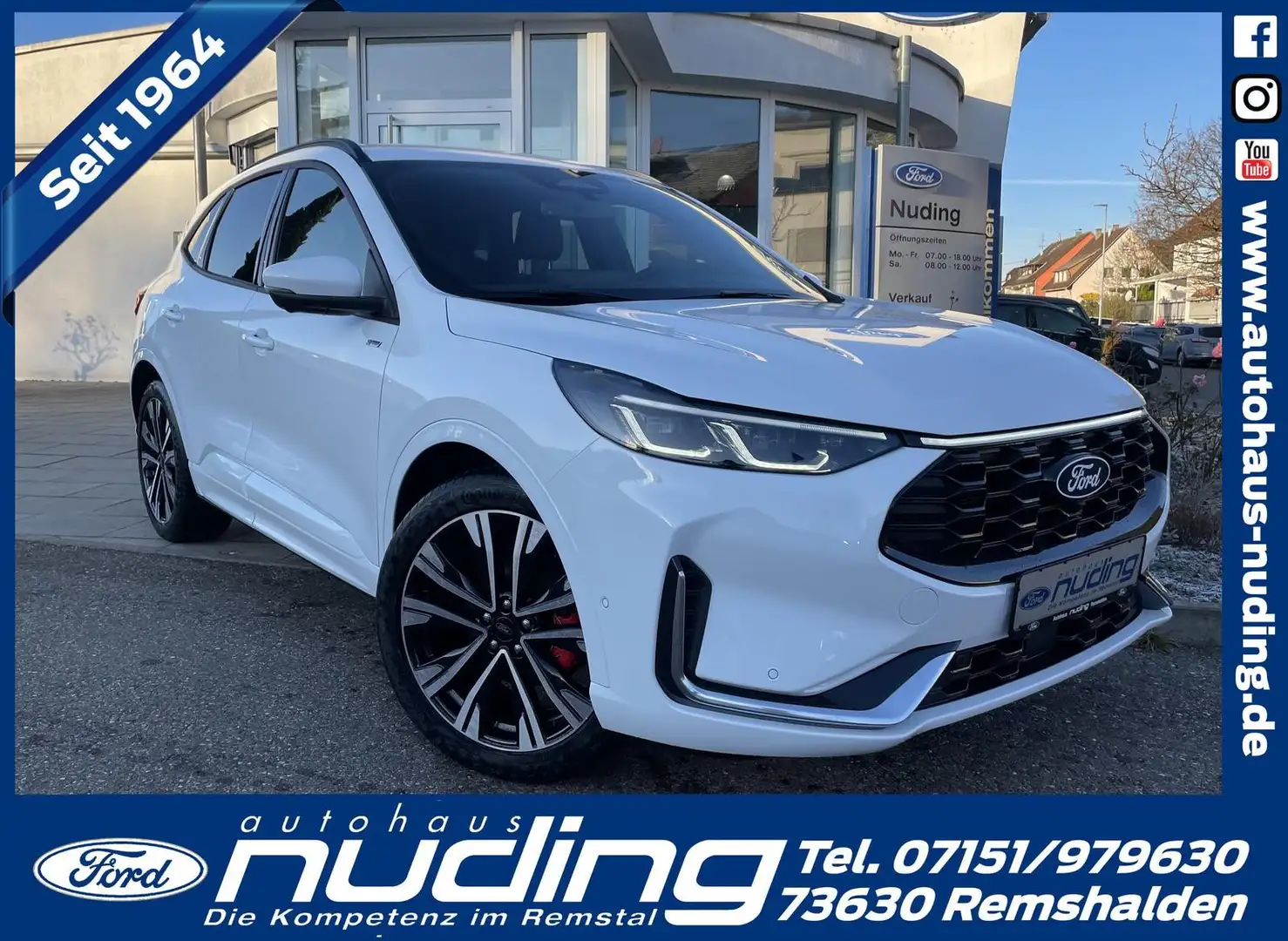 Ford Kuga 2.5 Duratec FHEV CVT ST-Line X 360°/BLIS/LED Weiß - 1