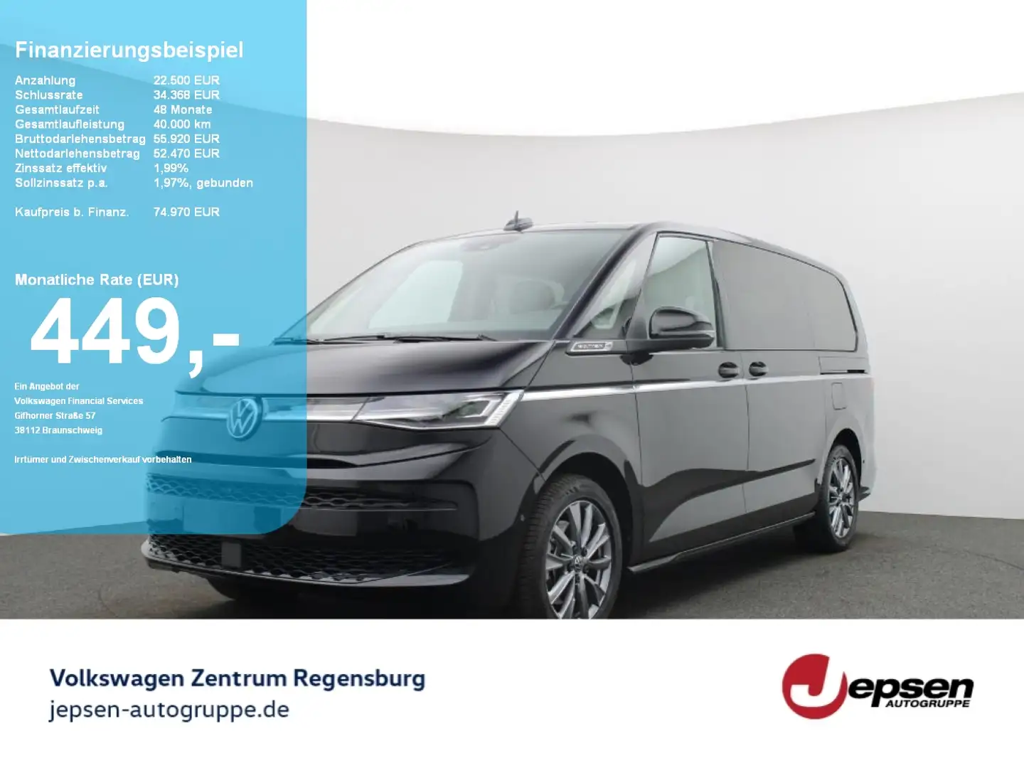 Volkswagen T7 Multivan Multivan Style Hybrid 4MOTION DSG LR ACC AHK Schwarz - 1