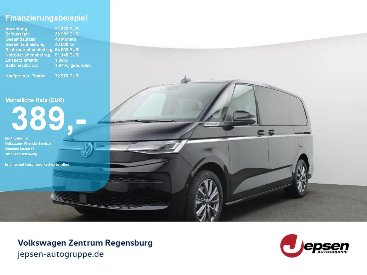 Volkswagen T7 Multivan Style Hybrid 4MOTION DSG LR ACC AHK Schwarz - 1