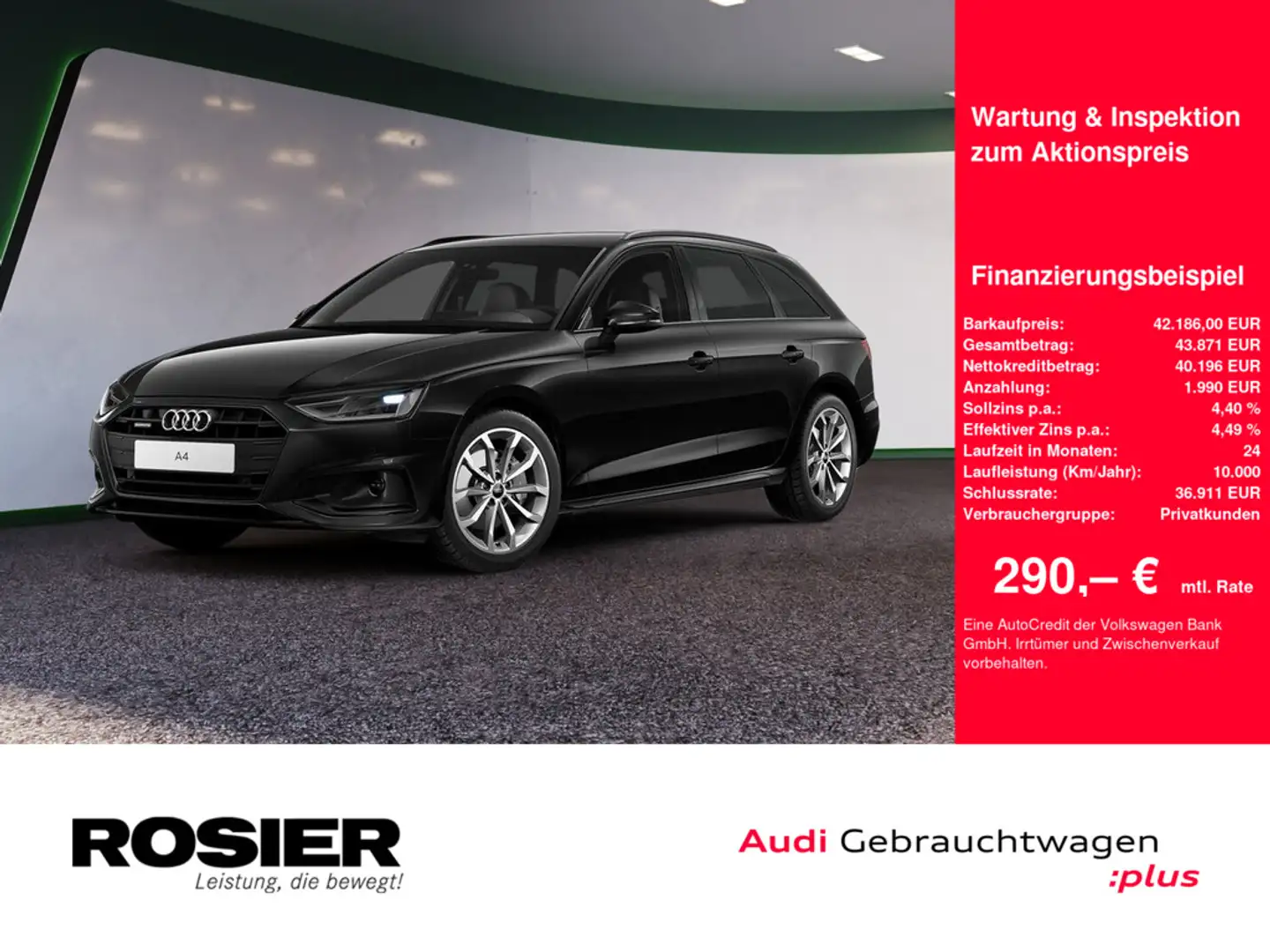 Audi A4 Avant advanced 40 TDI quattro S tronic Schwarz - 1