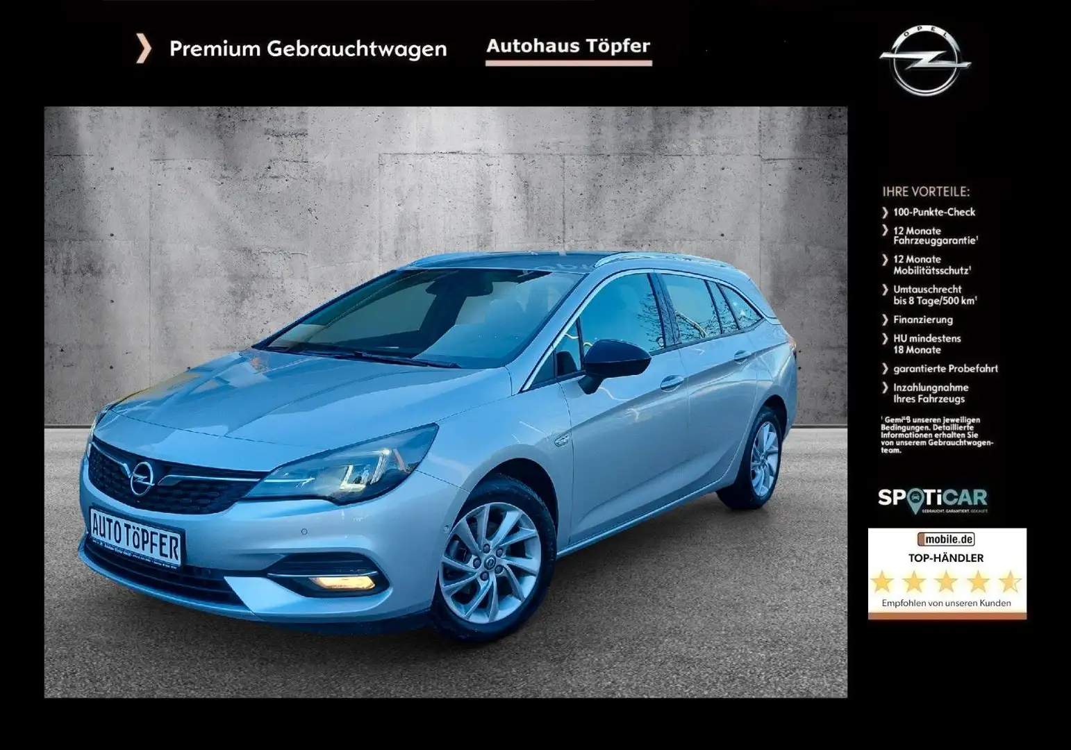 Opel Astra K ST Premium "Elegance" Voll-LED/Navi/DAB Argent - 1