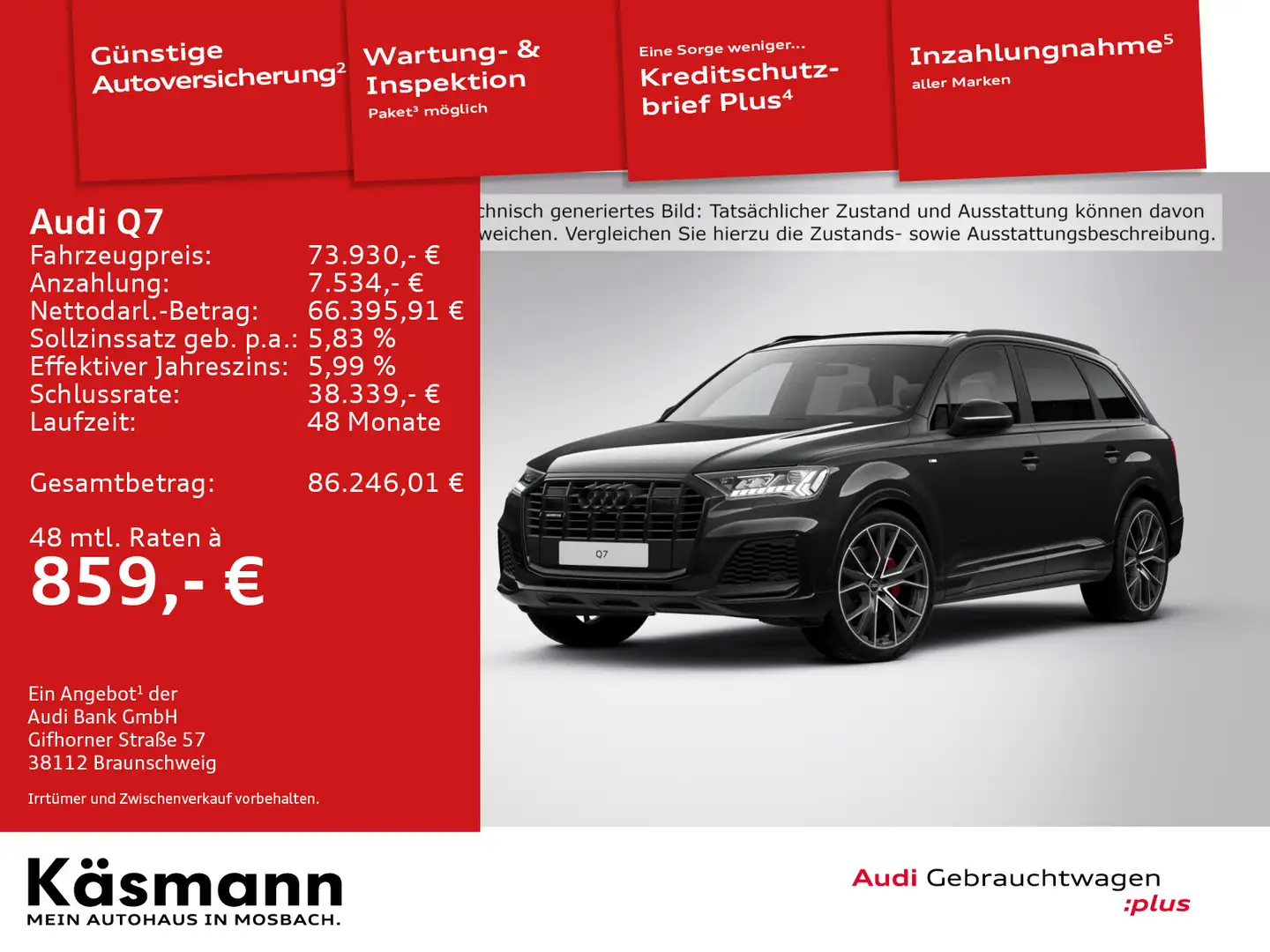 Audi Q7 S line 55TFSI COMP PLUS AHK MATRIX 7SITZER Schwarz - 1