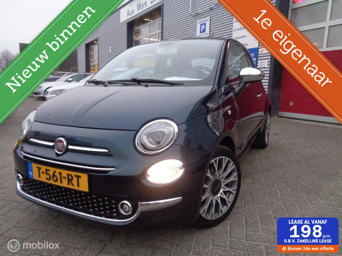 Fiat 500 1.2 Lounge/Airco/Ecc/PDC/Pano dak/Groot Navi/Carpl Bleu - 1