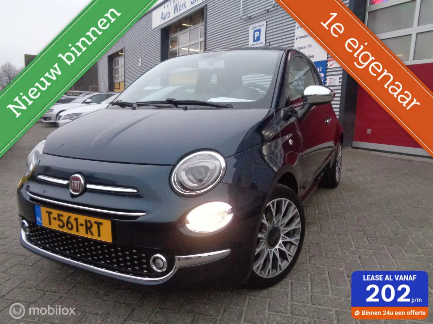 Fiat 500 1.2 Lounge/Airco/Ecc/PDC/Pano dak/Groot Navi/Carpl Blu/Azzurro - 1