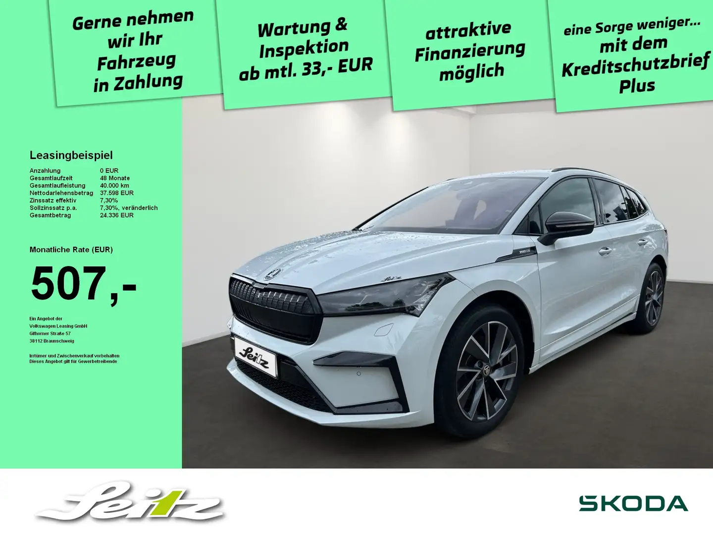 Skoda Enyaq 80 x Sportline *HEAD-UP*MATRIX*KAMERA*NAVI* Weiß - 1