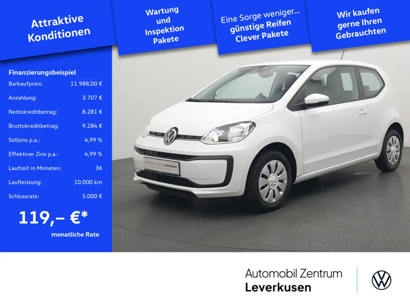 Volkswagen up! eco up! 1.0 KLIMA PDC KAMERA FACELIFT Weiß - 1