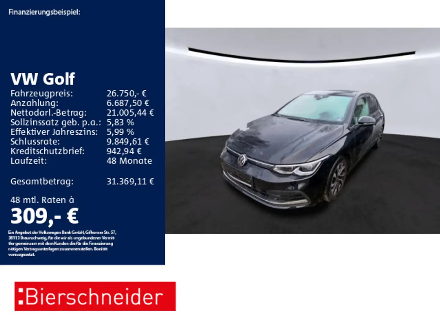 Volkswagen Golf 8 2.0 TDI DSG Active AHK PANO MATRIX CAM AC Schwarz - 1