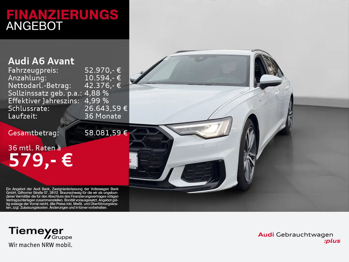 Audi A6 50 TFSIe Q 2x S LINE MATRIX MEMORY HuD Weiß - 1