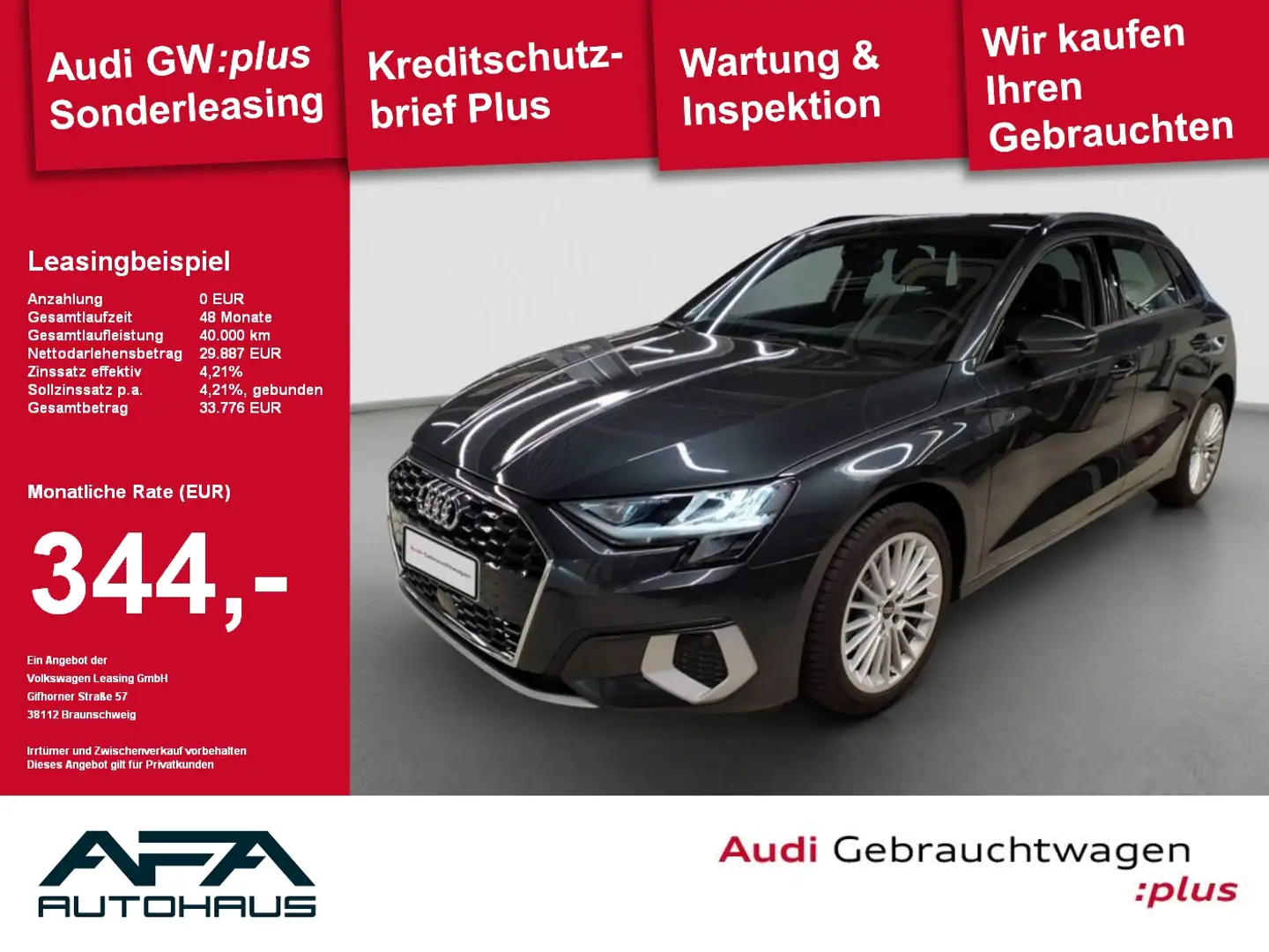 Audi A3 Sportback 30 TDI Adva. S tr. Navi*ACC*PDC*LED Grau - 1