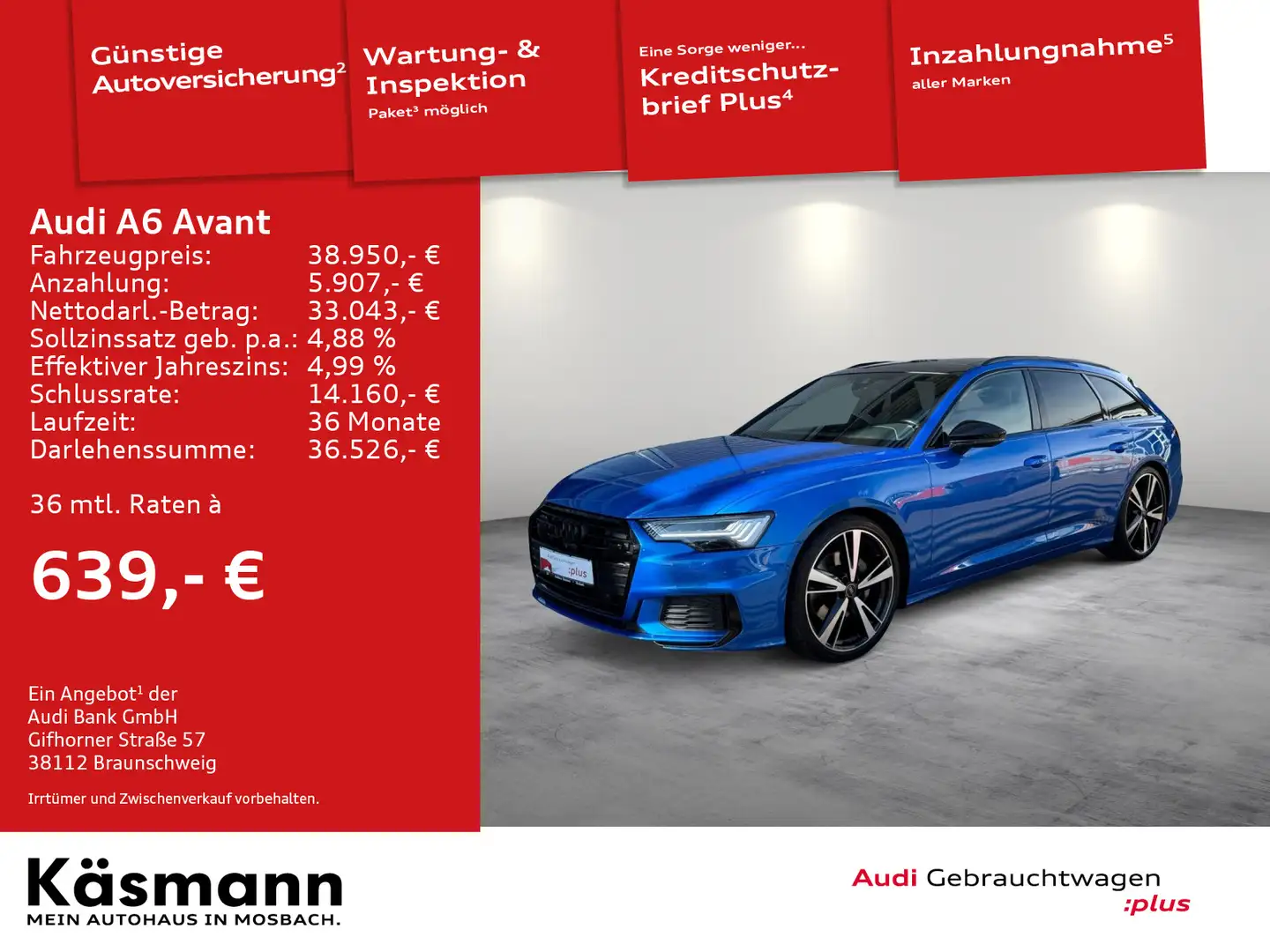 Audi A6 sport 50TDI qu 2xS line HD-MATRIX AHK Azul - 1