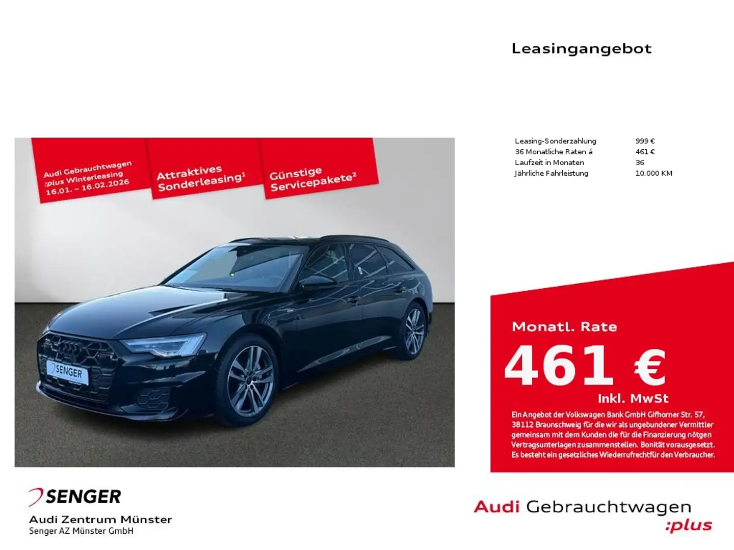 Audi A6 Avant Design 45 TDI quattro S line Matrix Schwarz - 1