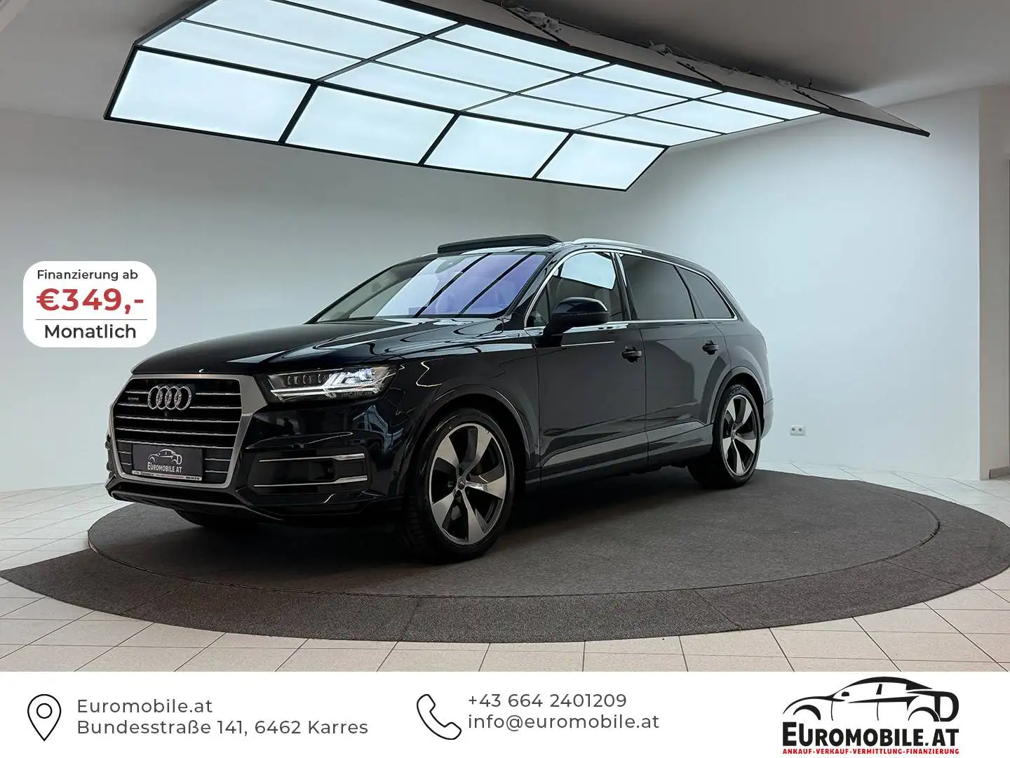 Audi Q7 e-tron 3.0 TDI quattro 7-Sitzer *AHK*MATRIX*LUFT*PANO*BOSE*21-ZOLL*360-KAMERA Blau - 1