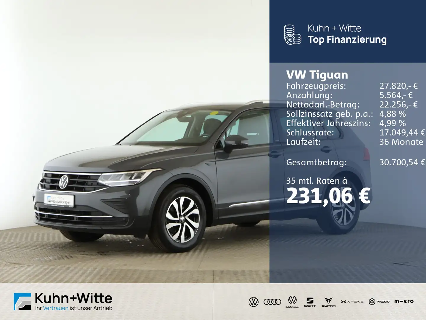 Volkswagen Tiguan 2.0 TDI Active *AHK*LED*RFK*SHZ*Navi*ACC* Grau - 1