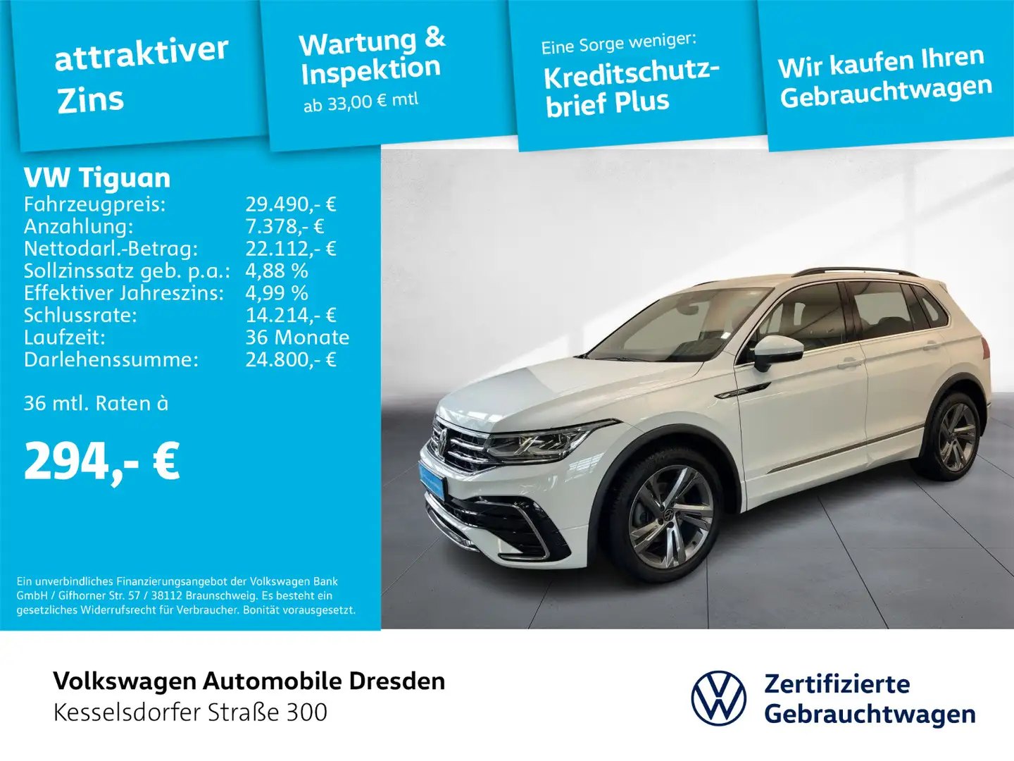 Volkswagen Tiguan 2.0 TDI DSG R-Line AHZV Kamera LED Navi Blanc - 1