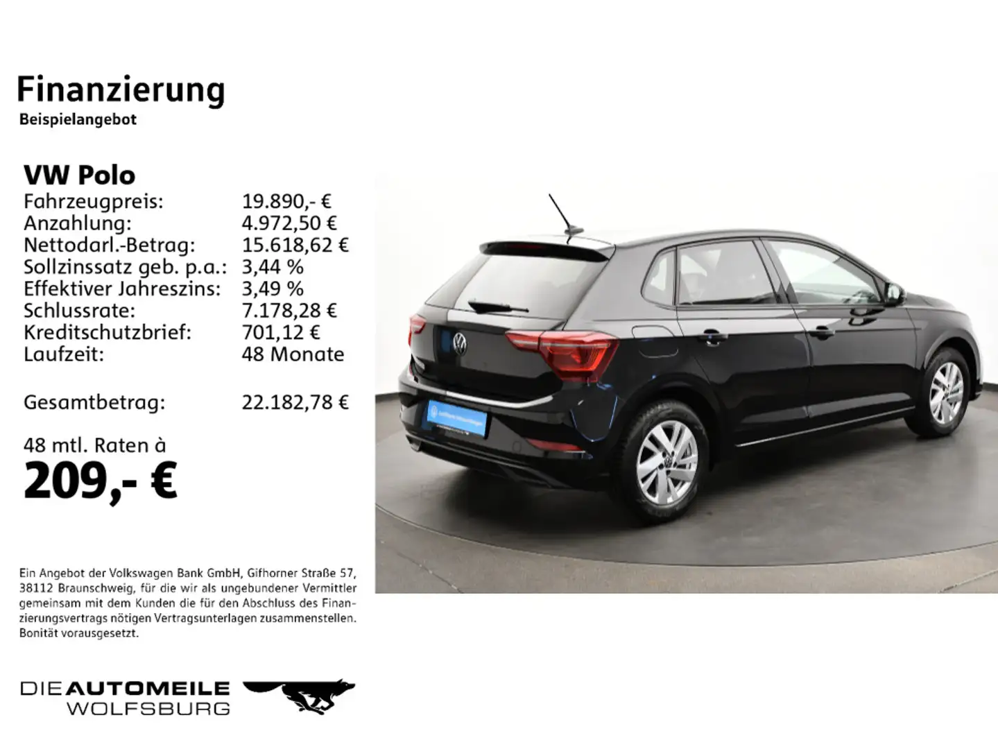 Volkswagen Polo VI 1.0 Style Kamera/ACC/Einparkhi v+h Schwarz - 2
