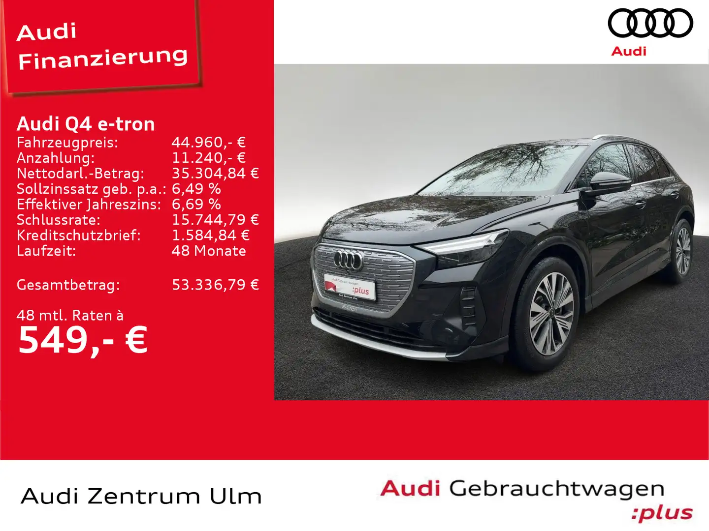 Audi Q4 e-tron 45 S-Line AHK HuD NAVI PANO RFK SONOS Schwarz - 1