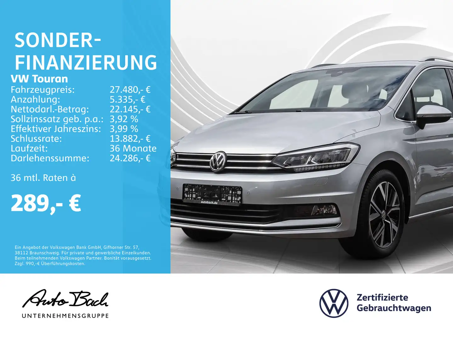 Volkswagen Touran 2.0 TDI "Highline" DSG Navi LED ACC EPH Argent - 1