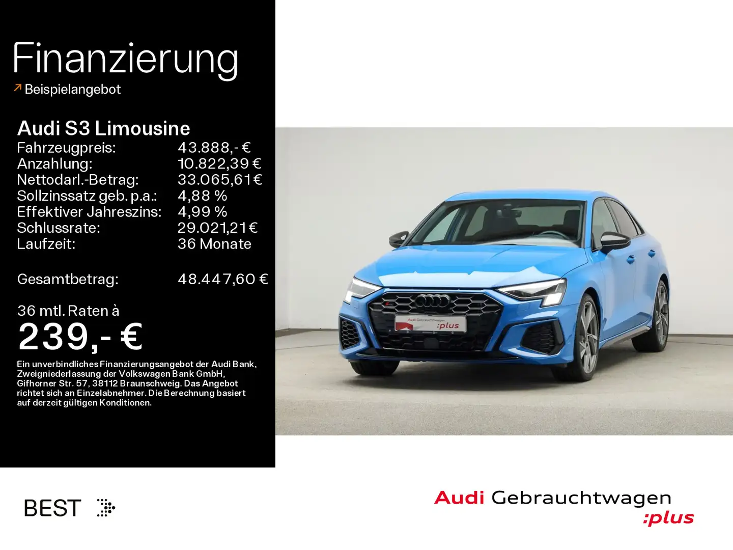 Audi S3 HUD*Sound*ACC*Matrix*Kamera Blau - 1