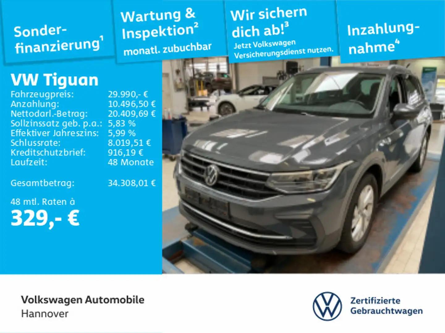 Volkswagen Tiguan 2.0 TDI DSG 4Motion Life Navi AHK LED ACC Grau - 1