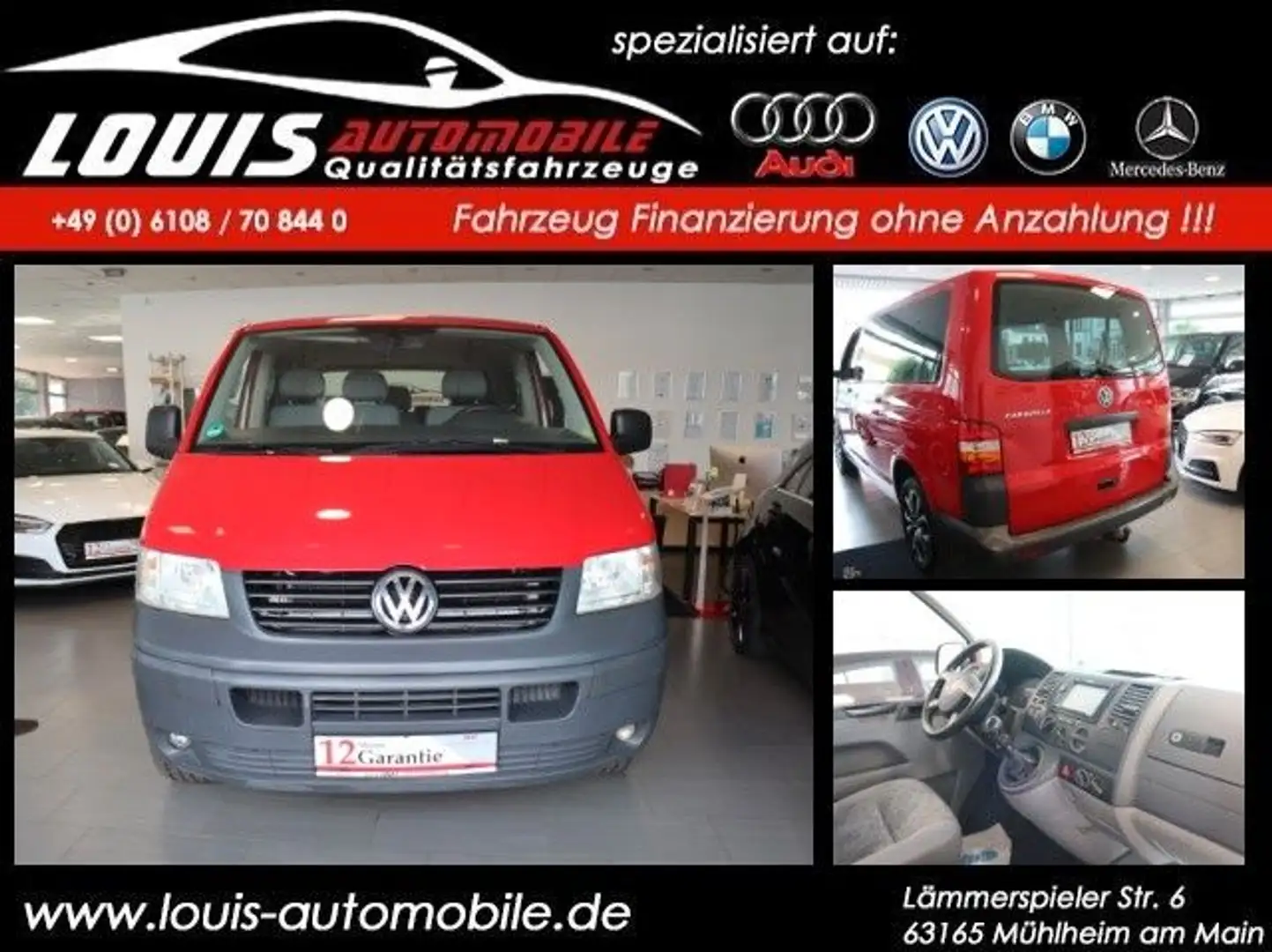 Volkswagen T5 Caravelle /1.9 TDI/Klimaauto Rood - 1