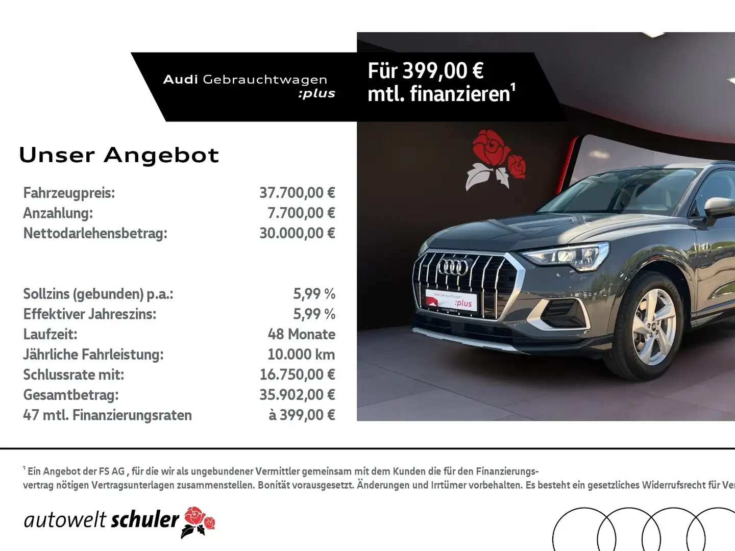Audi Q3 45 2.0 TFSI quattro advanced LED Navi ASI Grau - 1