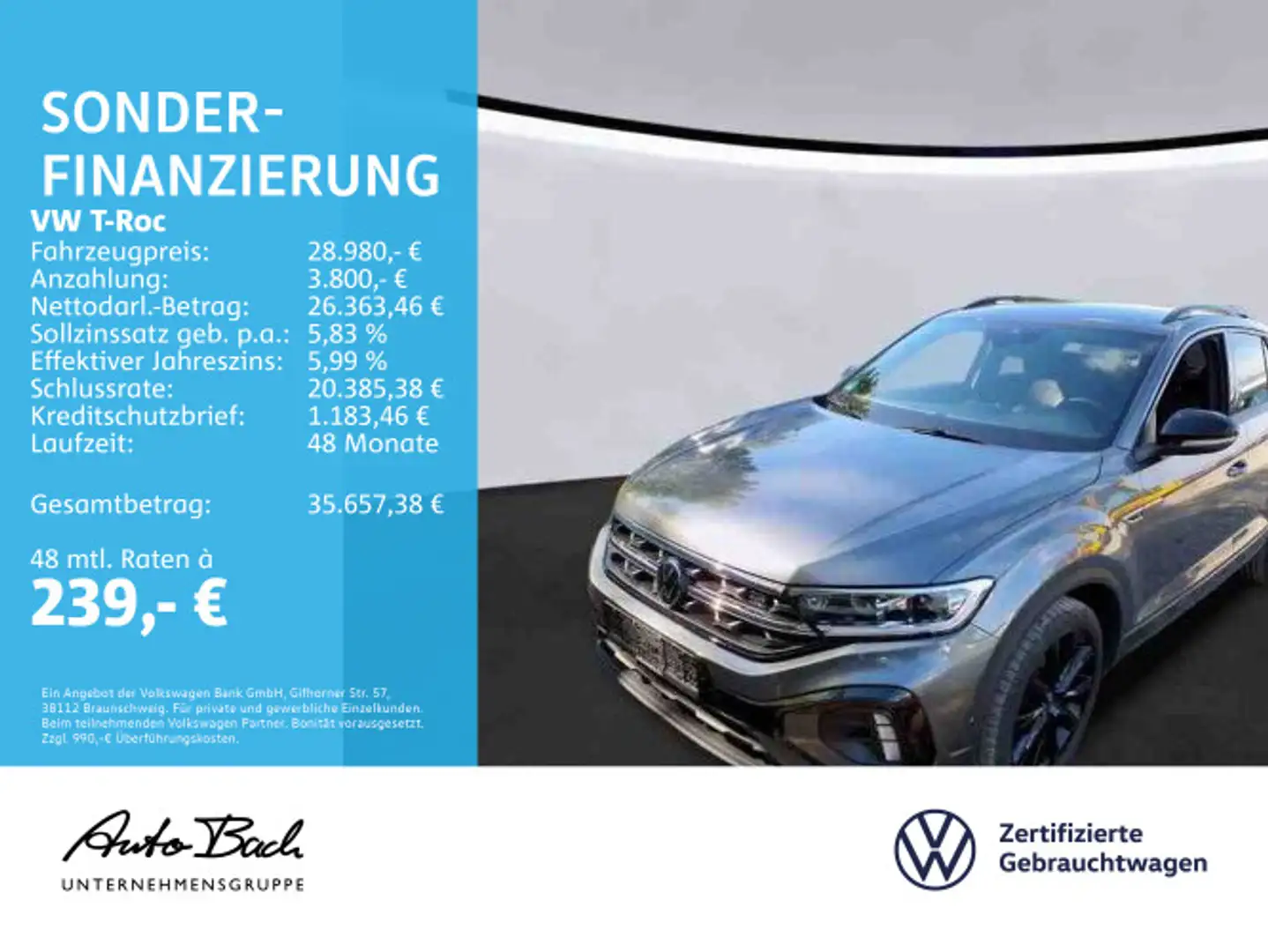 Volkswagen T-Roc 2.0 TSI R-Line 4M DSG Navi LED Digital Coc Grau - 2