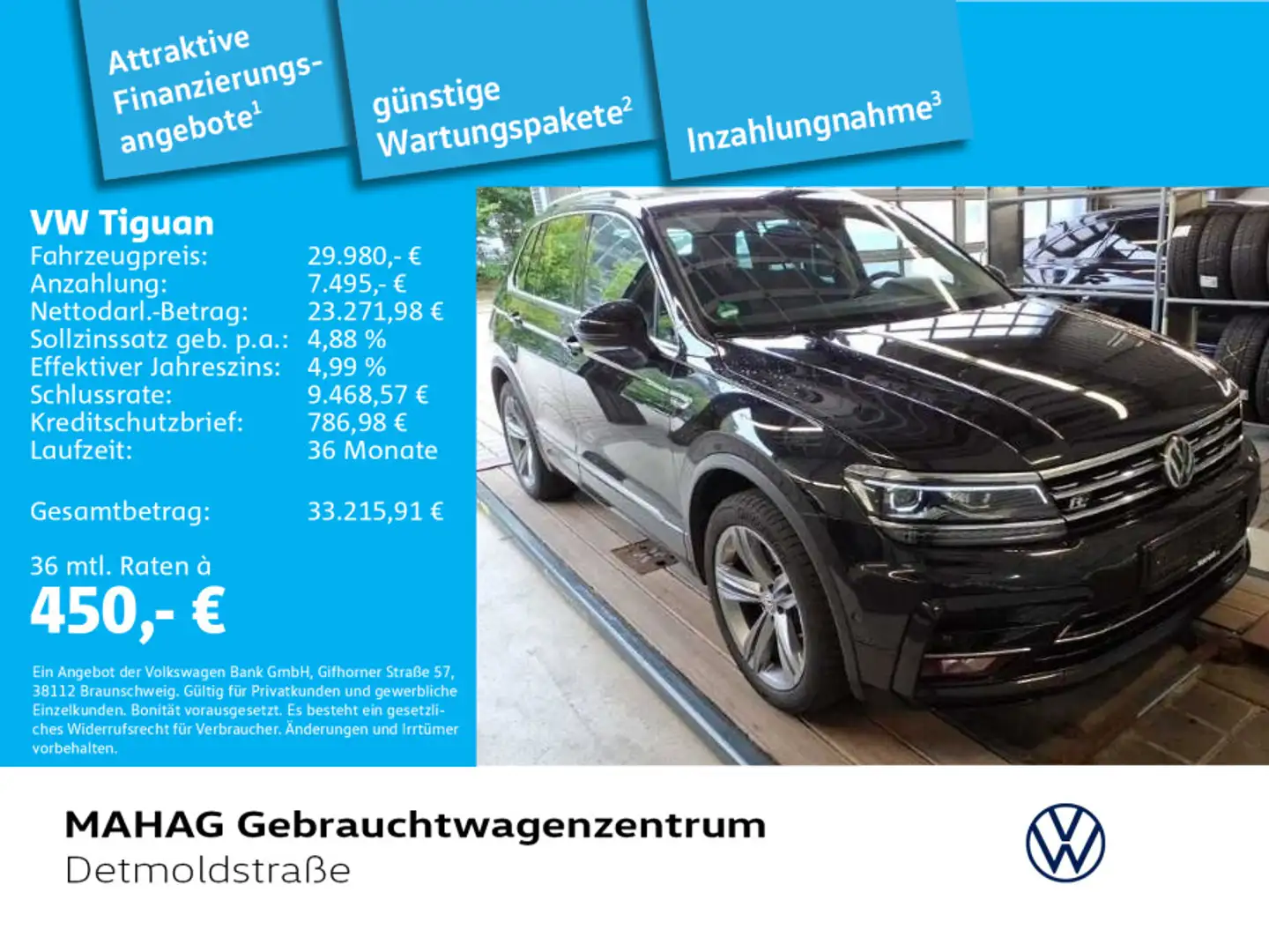 Volkswagen Tiguan 2.0 TSI R-Line LED Navi AHK Schwarz - 1
