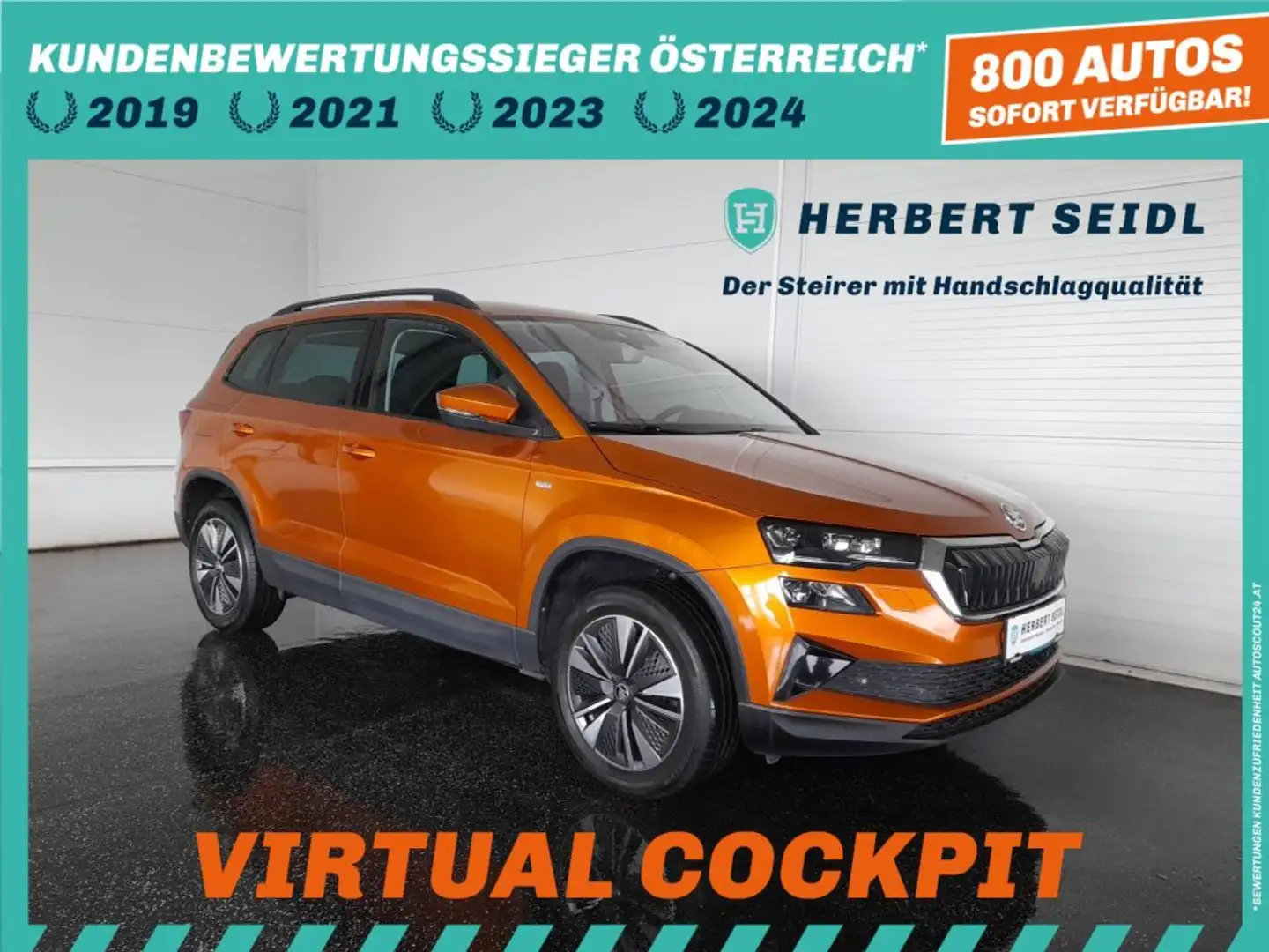 Skoda Karoq TOUR 2,0 TDI DSG *MATRIX-LED / VIRTUELL / NAVI / ACC / TRAVEL ASSIST / KEYLESS* Orange - 1