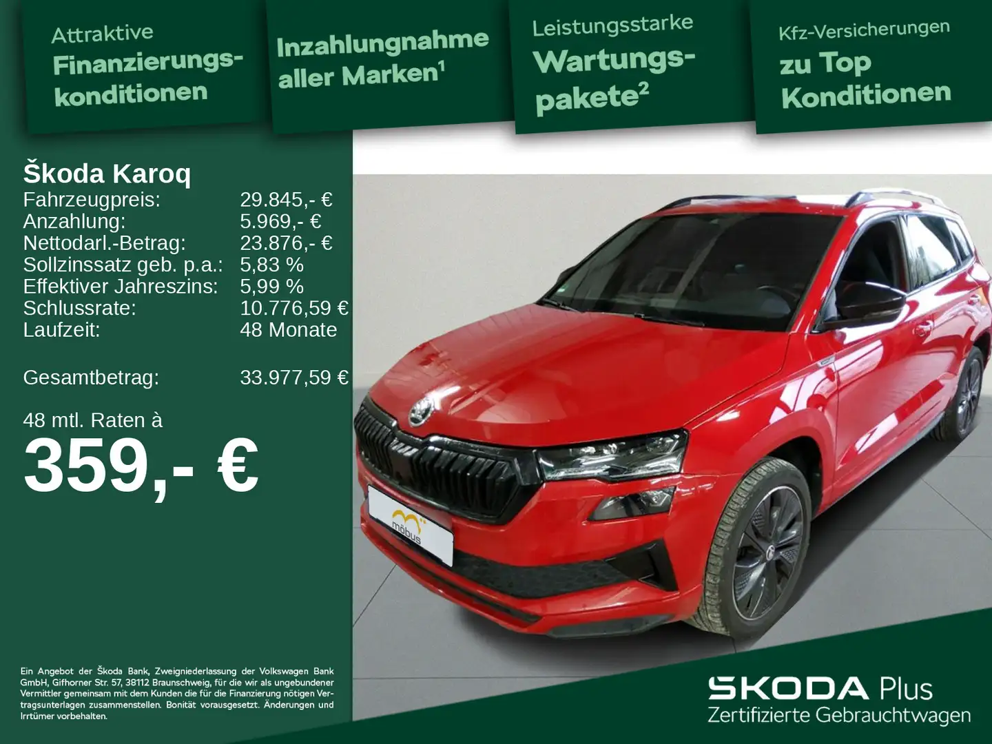 Skoda Karoq 1.5 TSI ACT Sportline*DSG*KESSY*APP*LED*RF Rot - 1
