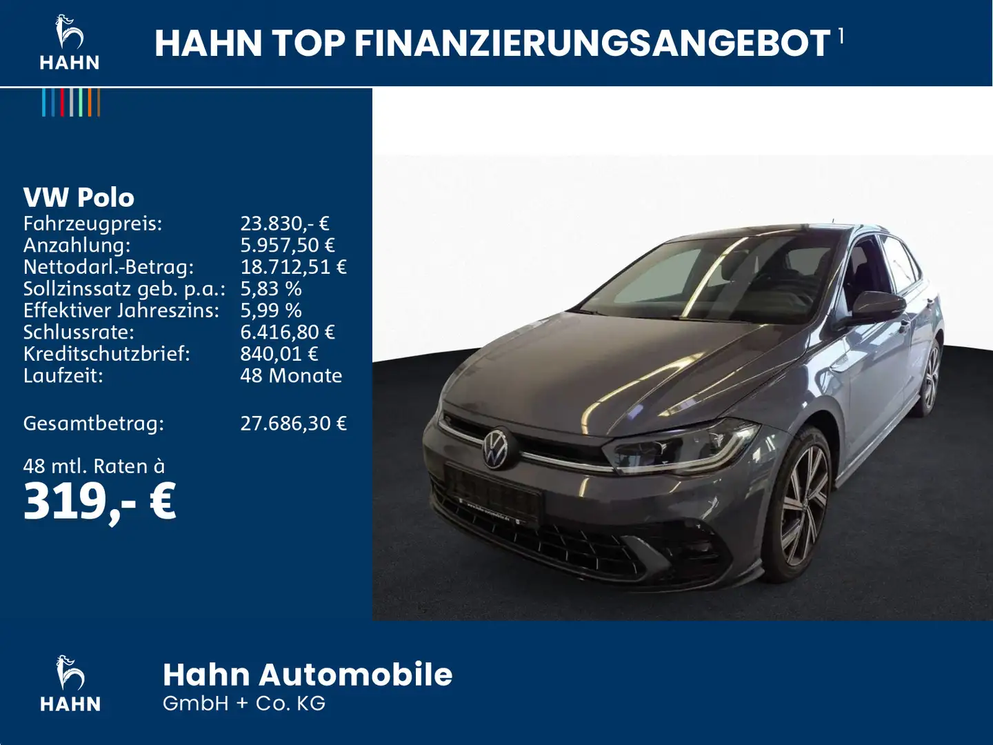 Volkswagen Polo 1.0TSI DSG R-Line Pano Navi Cam Climatr PDC Grau - 2