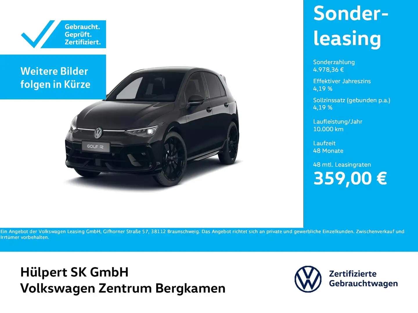Volkswagen Golf VIII R BLACK EDITION 4X4 AKRAPOVIC LEDER 19Z Schwarz - 1