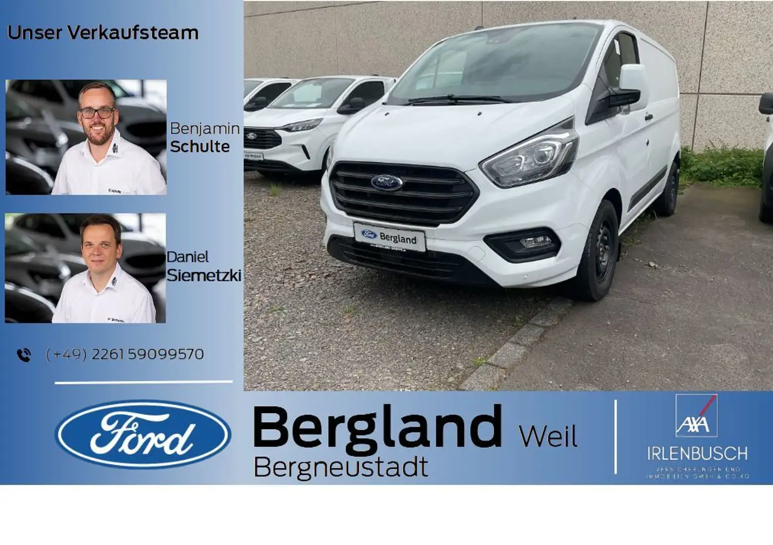 Ford Transit Custom KASTENWAGEN TREND 300L1 130PS Automatik Bianco - 1