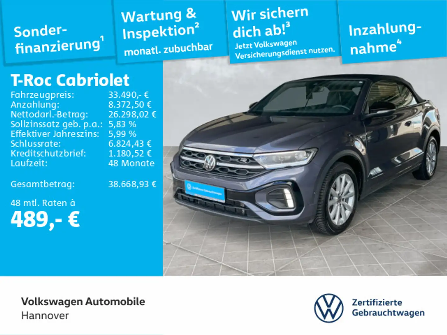 Volkswagen T-Roc 1.5 TSI DSG R-Line 19LM Navi LED Grau - 1