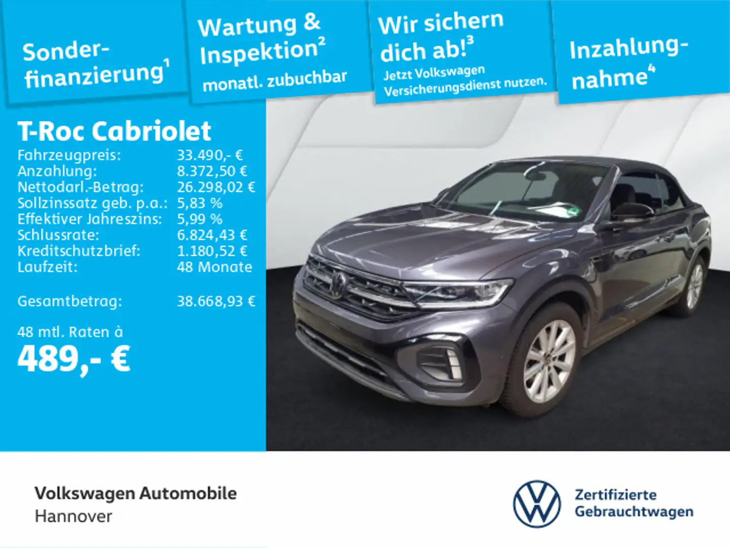 Volkswagen T-Roc 1.5 TSI DSG R-Line Navi LED DigC Grau - 1