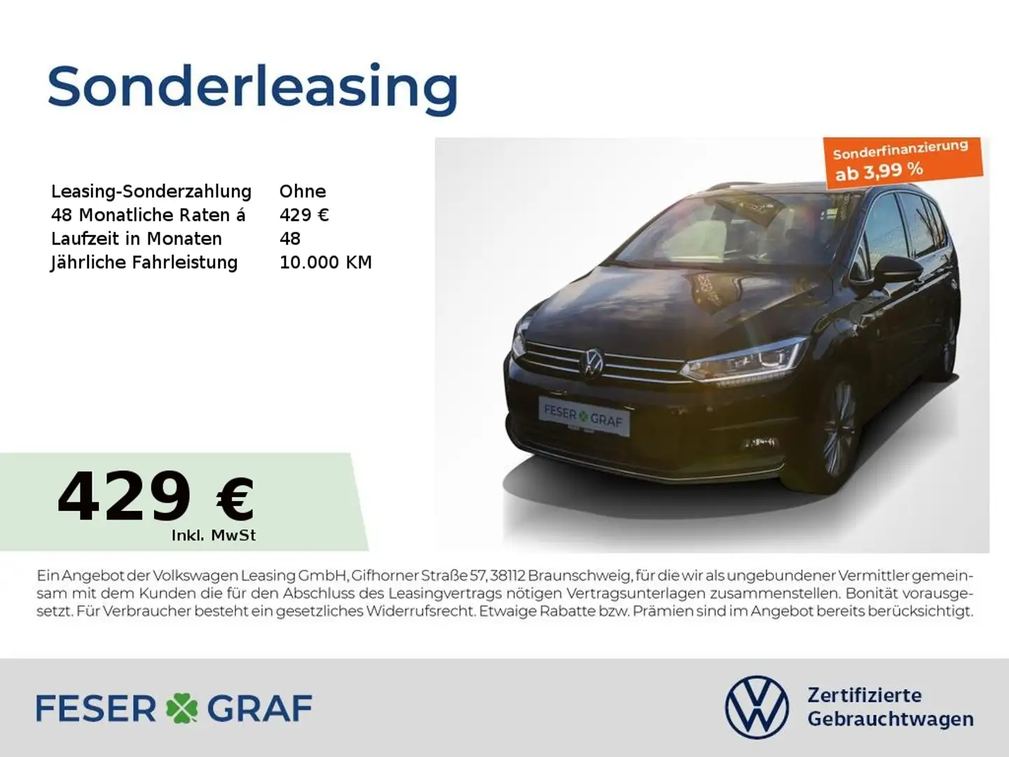 Volkswagen Touran Highline 2.0 TDI DSG Navi AHK Kamera LED Schwarz - 1