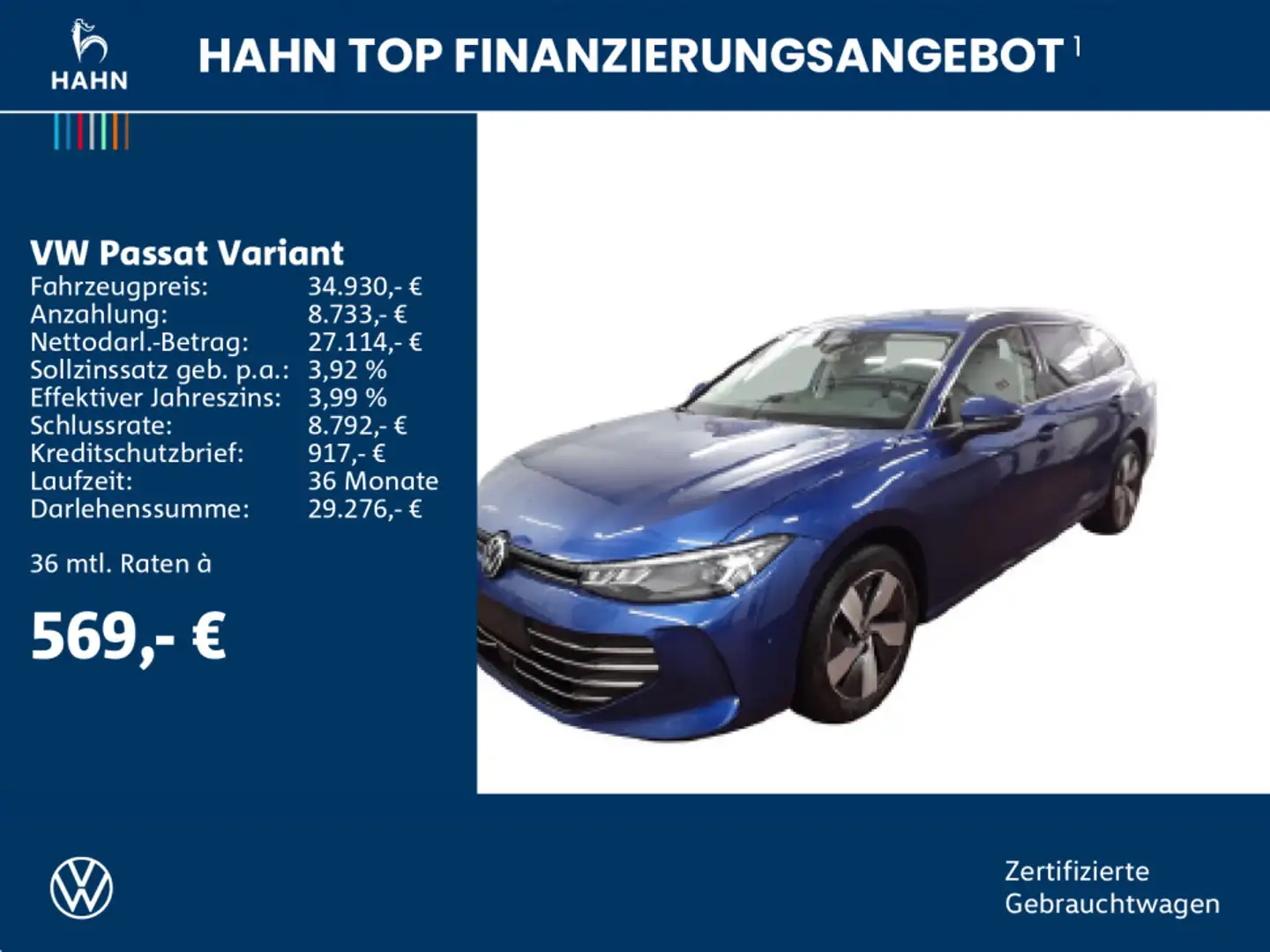Volkswagen Passat Variant 1.5TSI DSG Business  DCC HUD AHK Bleu - 2