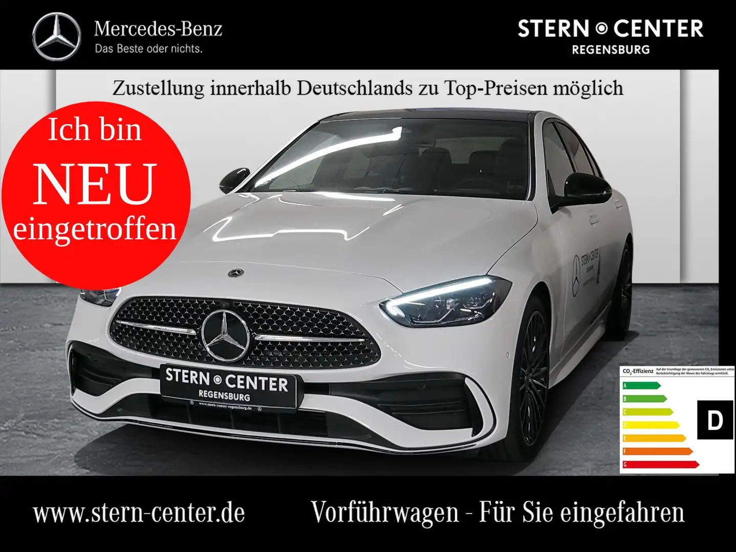 Mercedes-Benz C 220 d LED MBUX AMG SHD AHK 360 Night Cam Totw Blanc - 1