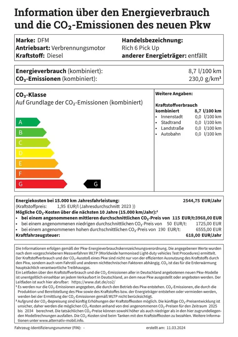 DFSK Rich 6 PickUp AT 4WD+3Jahre Gar +AHK 3000kg+Leder Weiß - 2