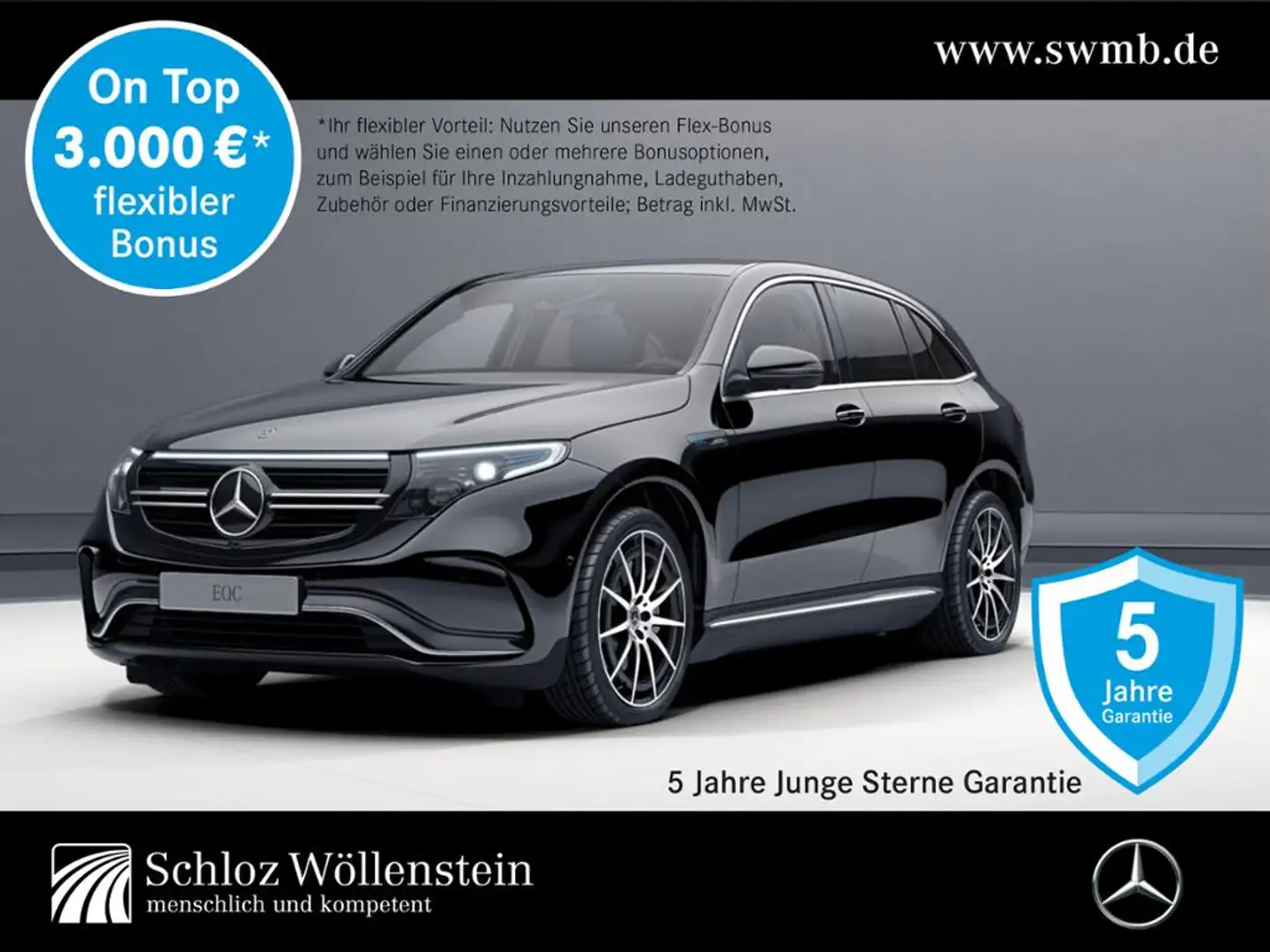 Mercedes-Benz EQC 400 4M AMG/MULTIBEAM/AHK/Fahrass/Keyless/360 Schwarz - 1
