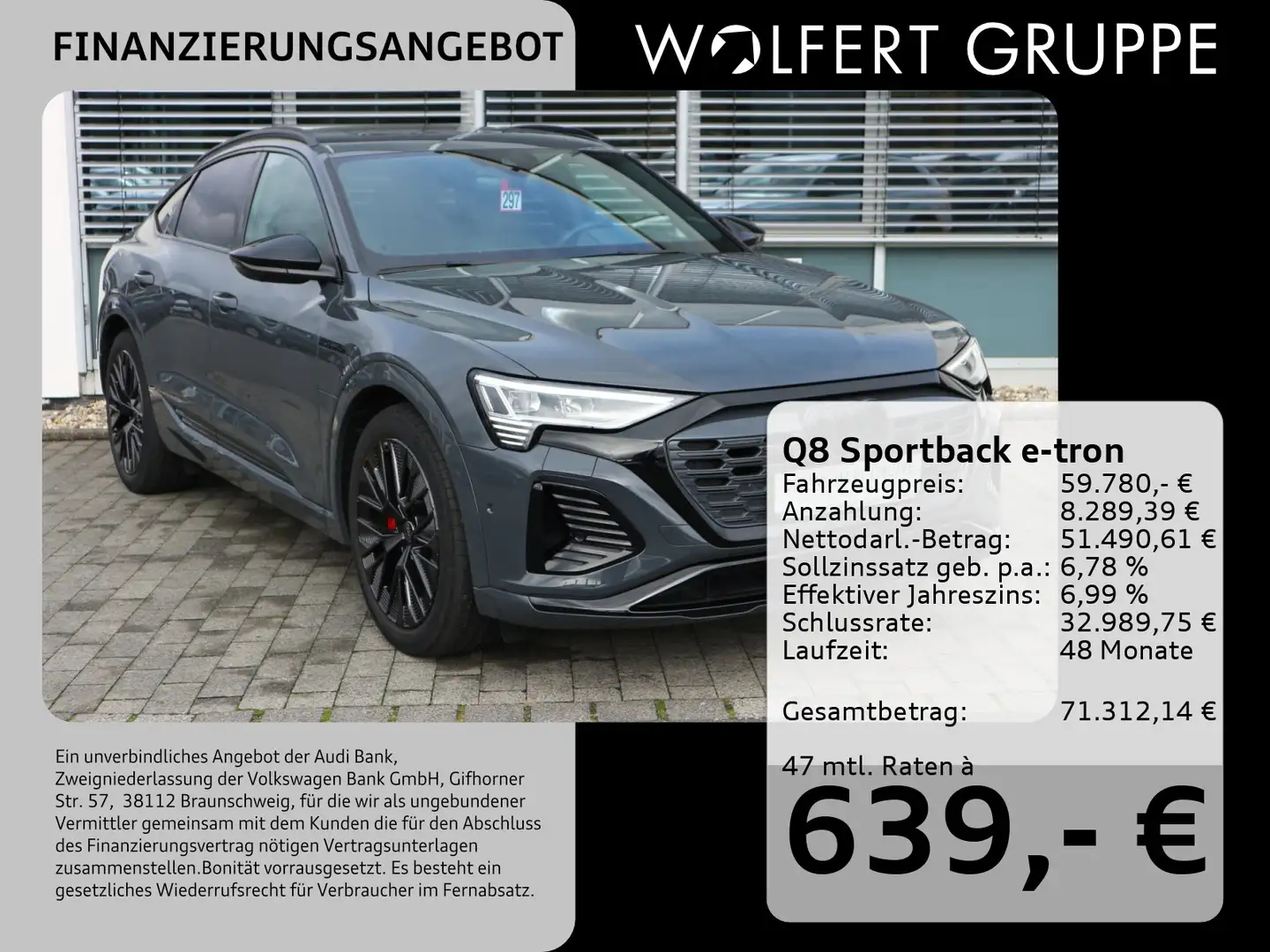 Audi Q8 e-tron Q8 e-tron Sportback 55 quattro S line MATRIX*HUD Grau - 1