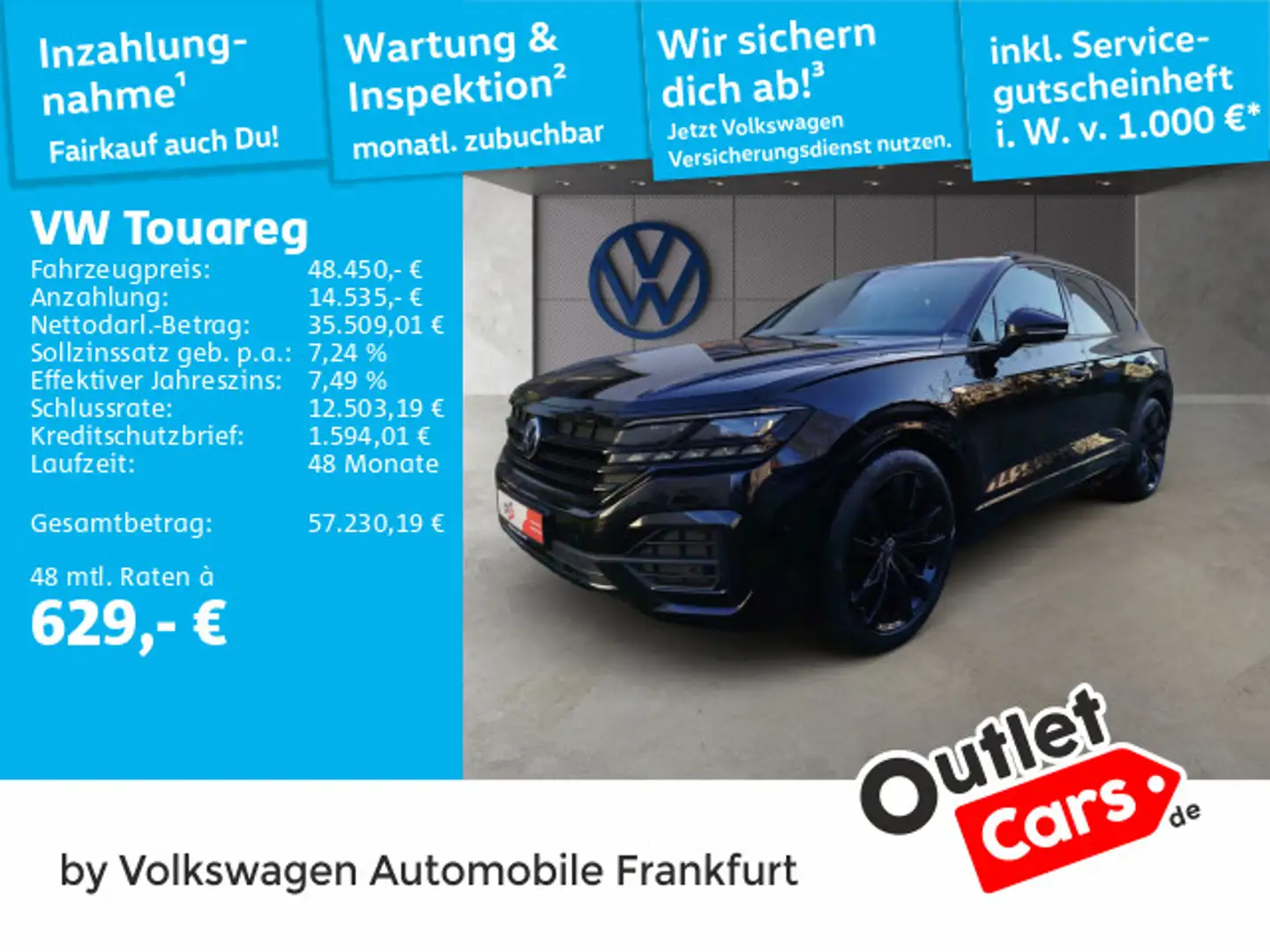 Volkswagen Touareg 3.0 V6 TDI tiptronic R-Line 4Motion Lede Schwarz - 1