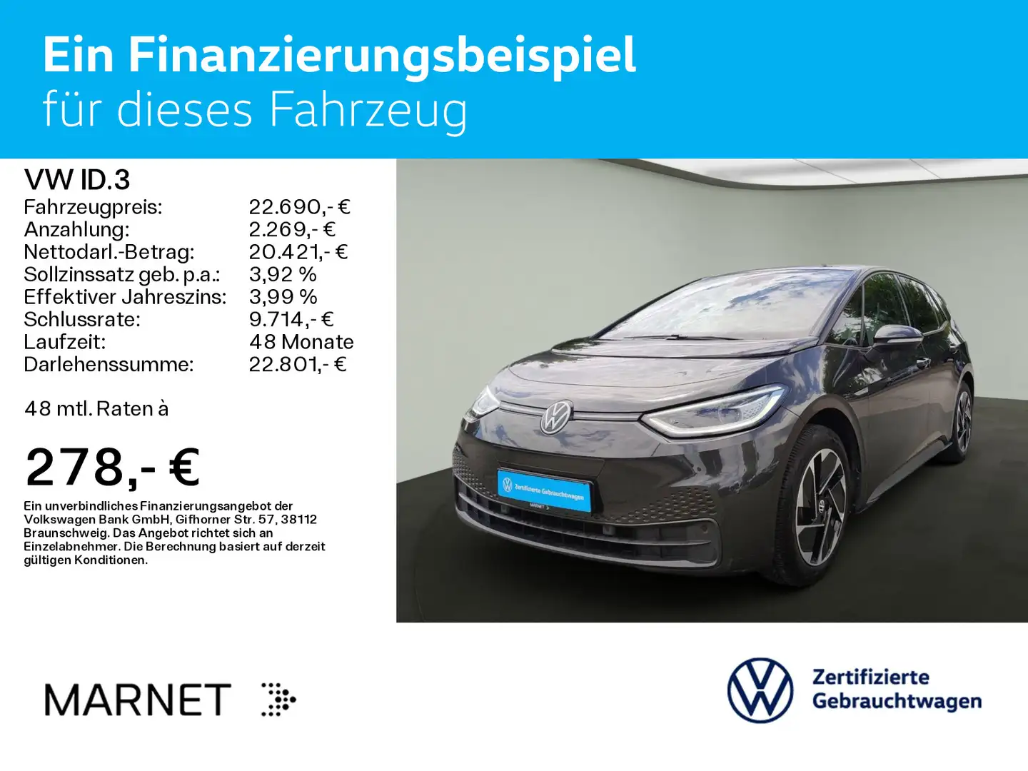 Volkswagen ID.3 Pro Performance Auomatic* Navi*Wärmepumpe* Grau - 2