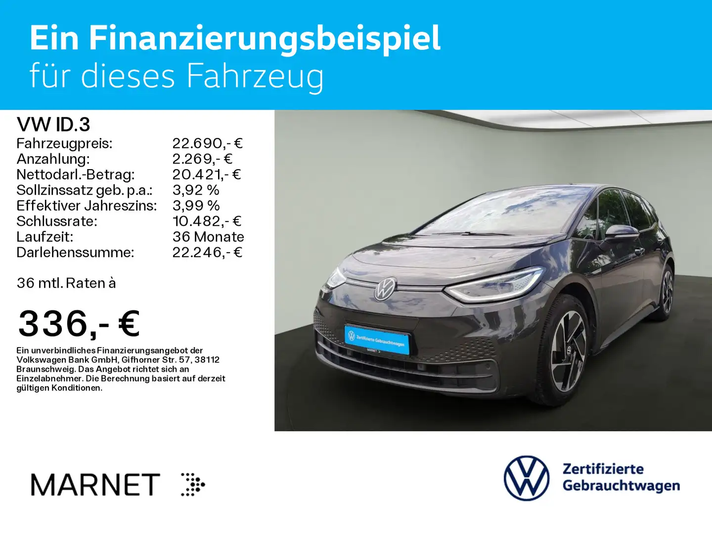 Volkswagen ID.3 Pro Performance Auomatic* Navi*Wärmepumpe* Gris - 2