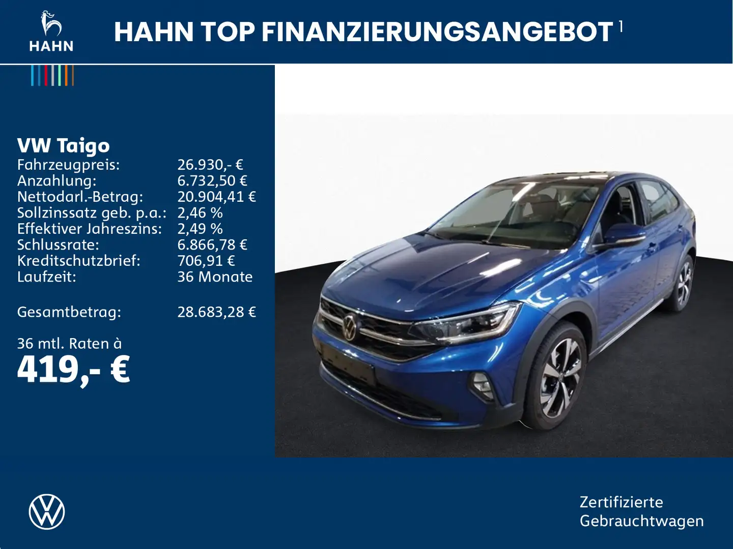 Volkswagen Taigo 1.0TSI DSG Style Matrix Pano AHK ACC CAM Blau - 2