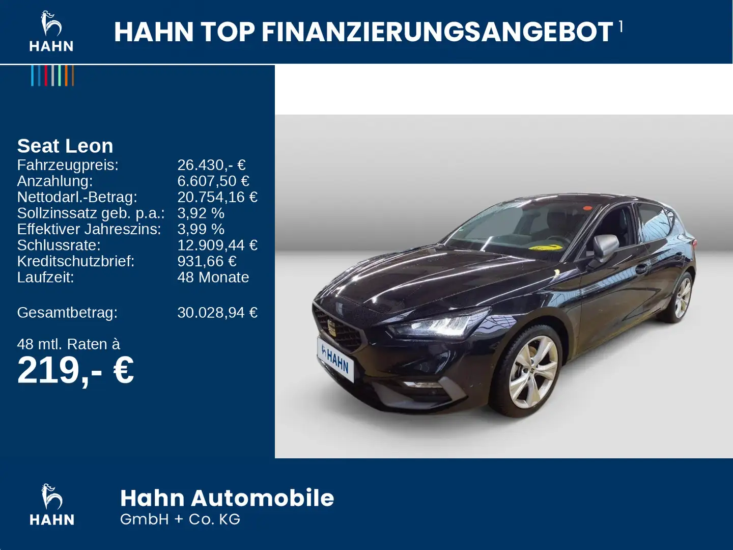 SEAT Leon 1.5 eTSI DSG FR Navi CAM LED Vision Plus Schwarz - 2