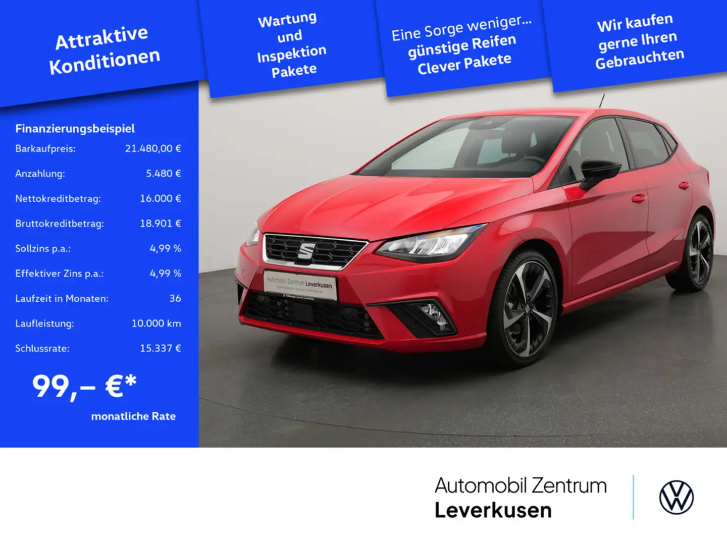 SEAT Ibiza FR DSG VIRT LED KAM SHZ PORT NAVI PDC Rot - 1
